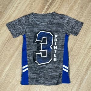 Jersey style boys gray and blue shirt with the number 3